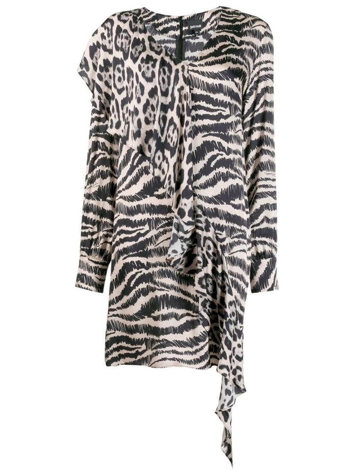 Just Cavalli Asymmetric Animal Print Dress - Neutrals