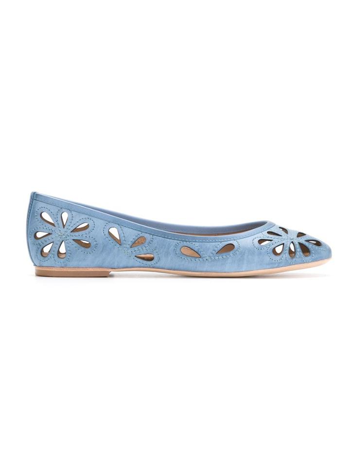 Sarah Chofakian Leather Ballerinas - Blue