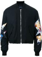 Almostblack Patched Arms Cropped Bomber