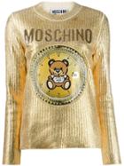 Moschino Teddy Clock Embroidered Sweater - Gold