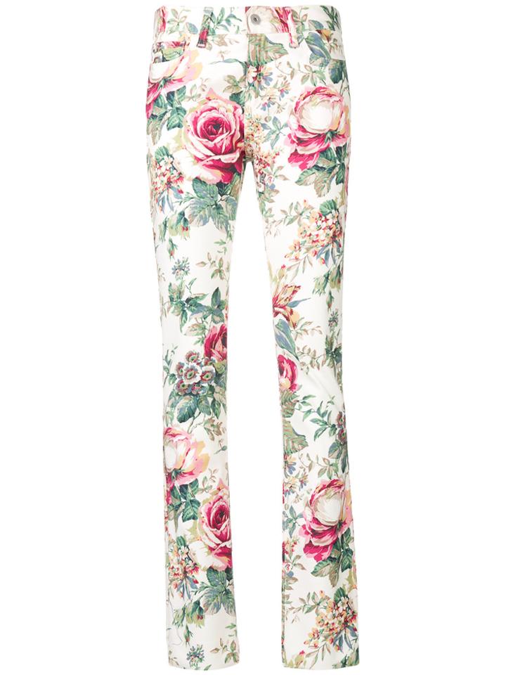 Junya Watanabe Floral Print Skinny Jeans - White