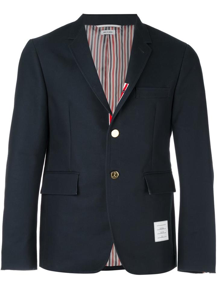 Thom Browne Two Button Blazer, Men's, Size: 2, Blue, Cupro/cotton