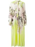 Roberto Cavalli Floral Print Longsleeved Dress, Women's, Size: 44, Green, Silk