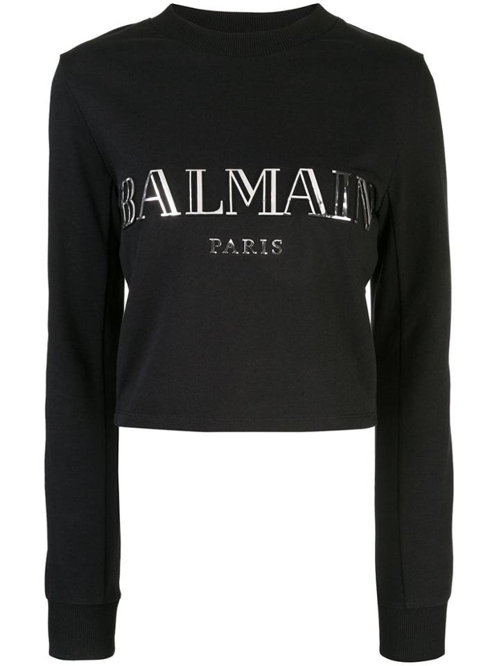 Balmain Logo Plaque Sweatshirt - Blue