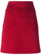 Jil Sander Navy Patch Pocket A-line Skirt, Women's, Size: 36, Red, Rayon/polyester/polyamide/cupro