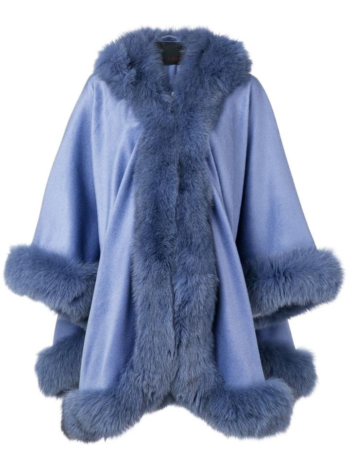 Liska Hooded Fur-trimmed Coat - Purple