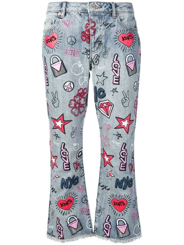 Michael Michael Kors Cropped Graffiti Jeans - Blue