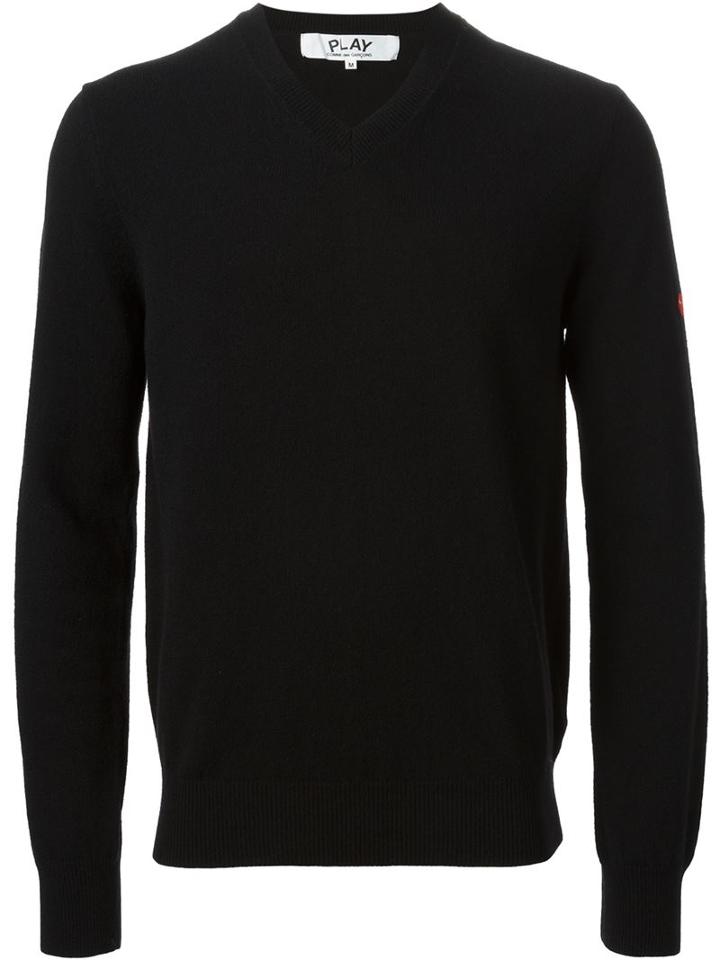 Comme Des Garçons Play Mini Heart V-neck Jumper, Men's, Size: Xl, Black, Wool