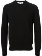 Comme Des Garçons Play Mini Heart V-neck Jumper, Men's, Size: Xl, Black, Wool