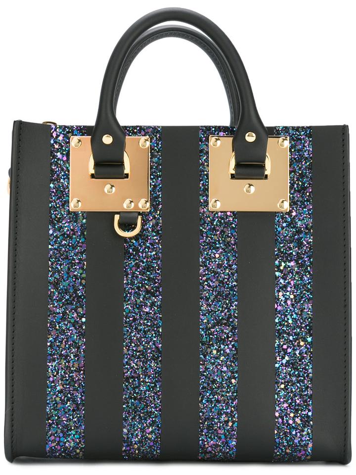 Sophie Hulme Glitter Square Albion Tote, Women's, Black, Leather/pvc