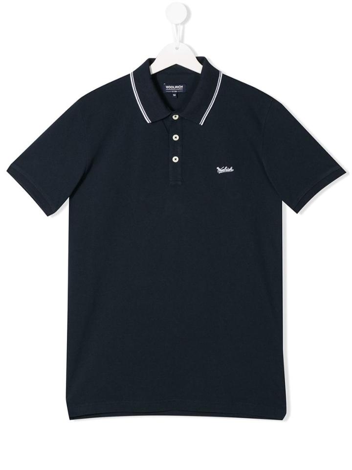 Woolrich Kids Teen Classic Brand Polo - Blue