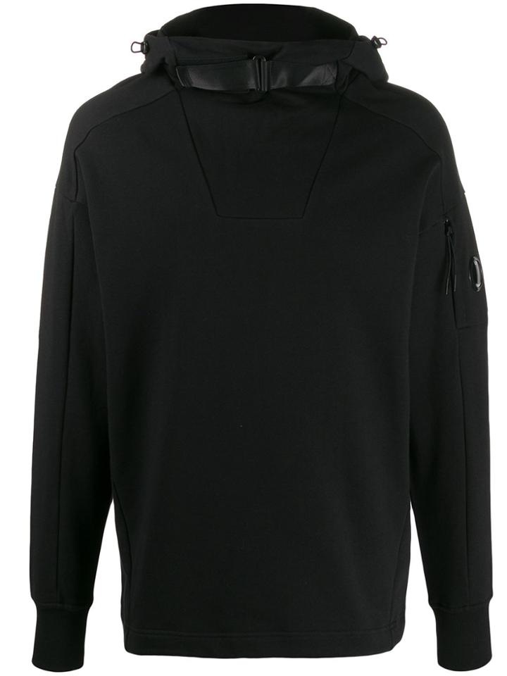 Cp Company Strap Buckled Hoodie - Black
