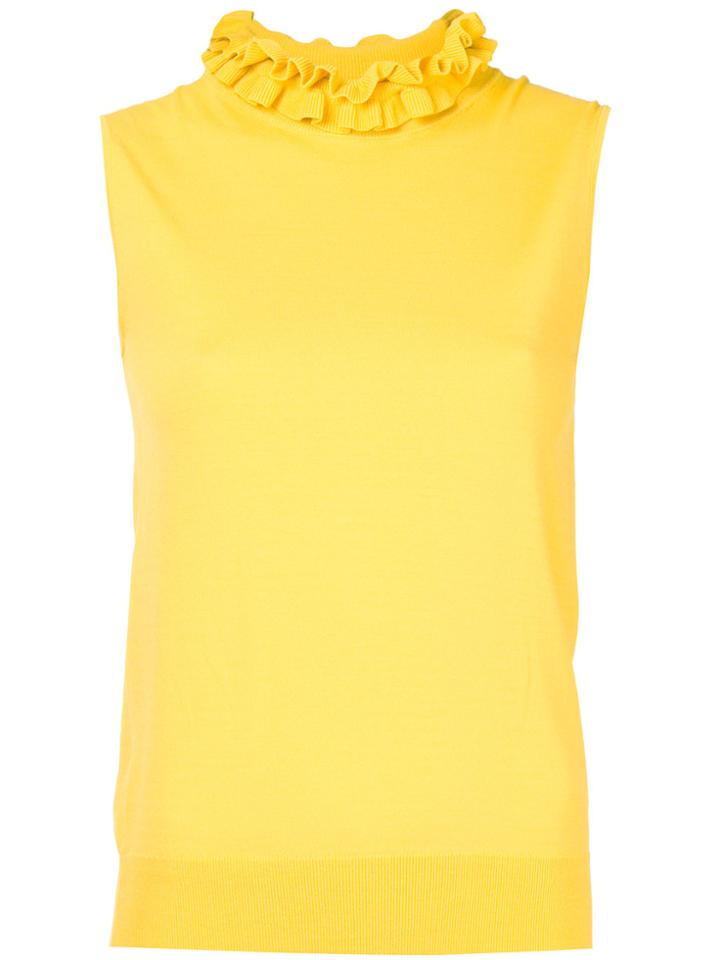 Le Ciel Bleu Frill Neck Knitted Top - Yellow & Orange