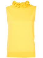 Le Ciel Bleu Frill Neck Knitted Top - Yellow & Orange