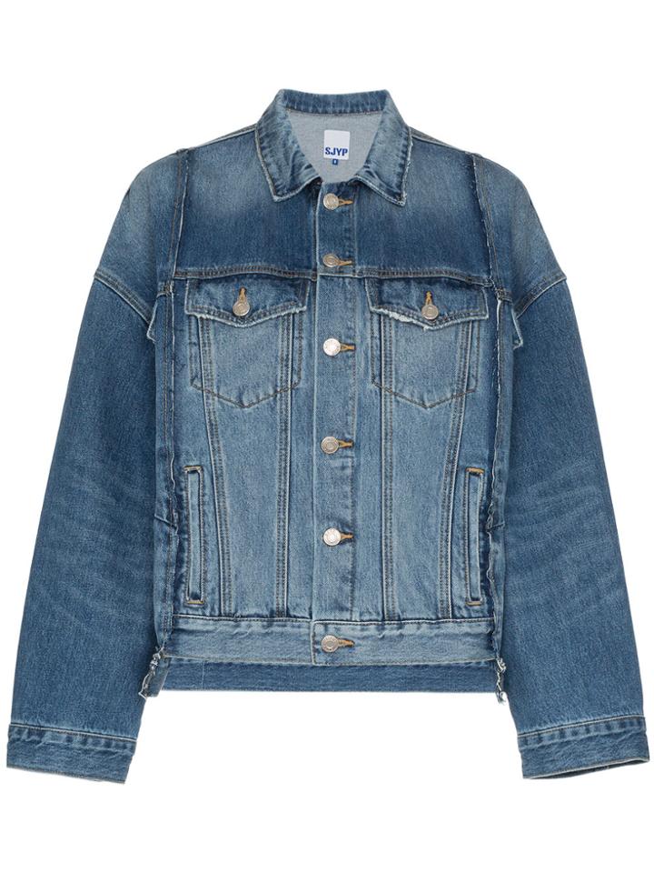 Sjyp Oversized Panelled Denim Jacket - Blue