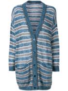 Alberta Ferretti Striped Buttoned Cardigan - Blue
