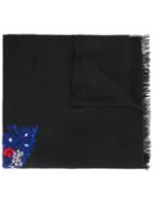 Gucci Snake Floral Embroidered Shawl, Women's, Black, Modal/cashmere/silk