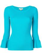Michael Kors Knit Flared Sleeve Top - Blue