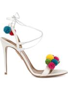 Aquazzura Pompom Embellished Sandals