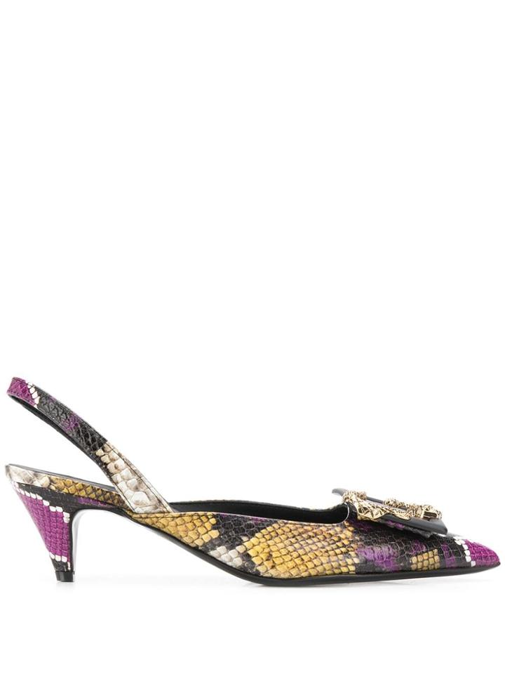 Just Cavalli 60mm Slingback Snakeskin Effect Pumps - Purple