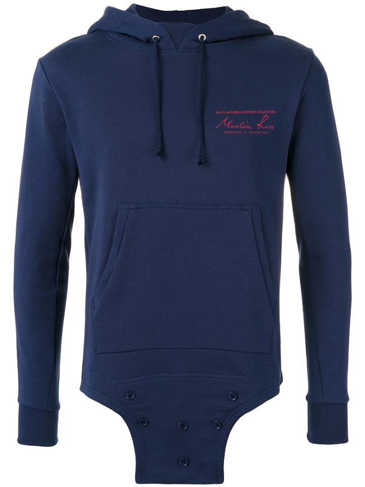 Martine Rose - Logo Print Hoodie - Unisex - Cotton - S, Blue, Cotton