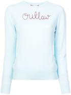 Lingua Franca Outlaw Embroidered Sweater - Blue