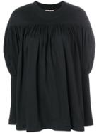 Marni Pleated Top With Puff Sleeves - Black