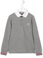 Moncler Kids Long Sleeve Polo Shirt, Boy's, Size: 12 Yrs, Grey