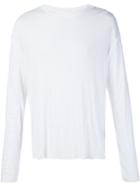 Amiri Distressed Long Sleeve T-shirt, Men's, Size: Large, White, Cotton/cashmere