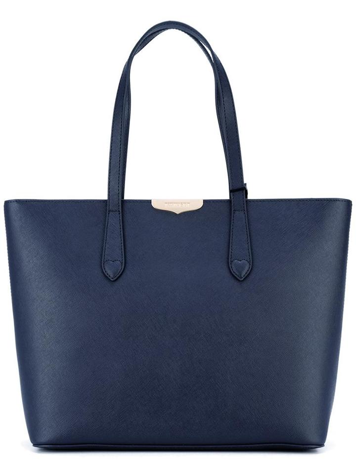 Twin-set Logo Plaque Tote, Women's, Blue, Leather