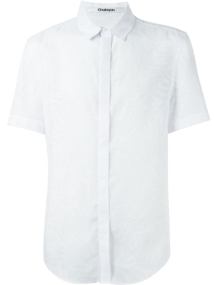 Chalayan Classic Short Sleeve Shirt, Men's, Size: 52, White, Cotton/polyester