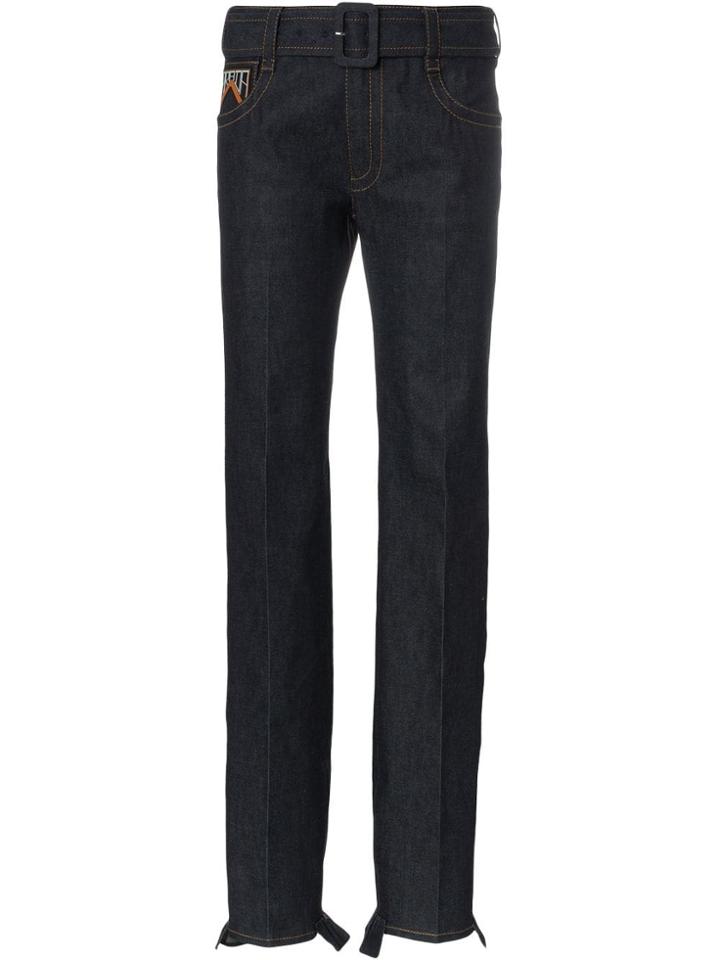Prada Belted Ruffle Hem Jeans - Blue