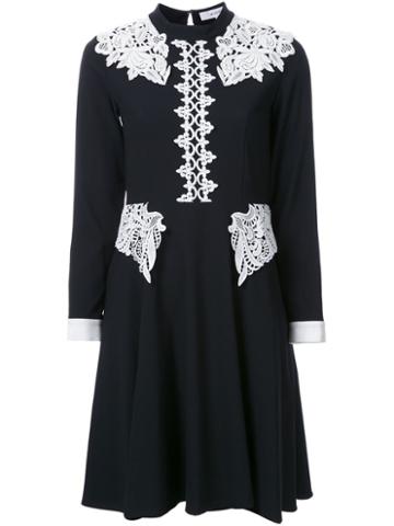 Murral Lace Detail Flared Dress, Women's, Size: 36, Black, Viscose/polyester