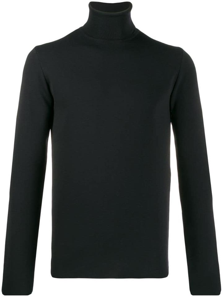 Jil Sander Logo Turtle Neck Jumper - Black