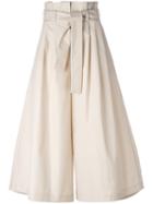 Fendi Tie Fastening Palazzo Pants, Women's, Size: 38, Nude/neutrals, Cotton