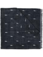 Neil Barrett Lightning Bolt Scarf, Men's, Blue, Silk/viscose/wool