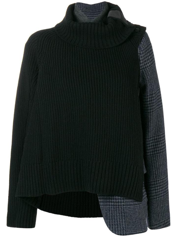 Sacai Sacai Ls Fnl Nk Jkt W Knt Pnl - Black