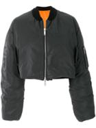 Unravel Project Cropped Oversized Bomber - Grey