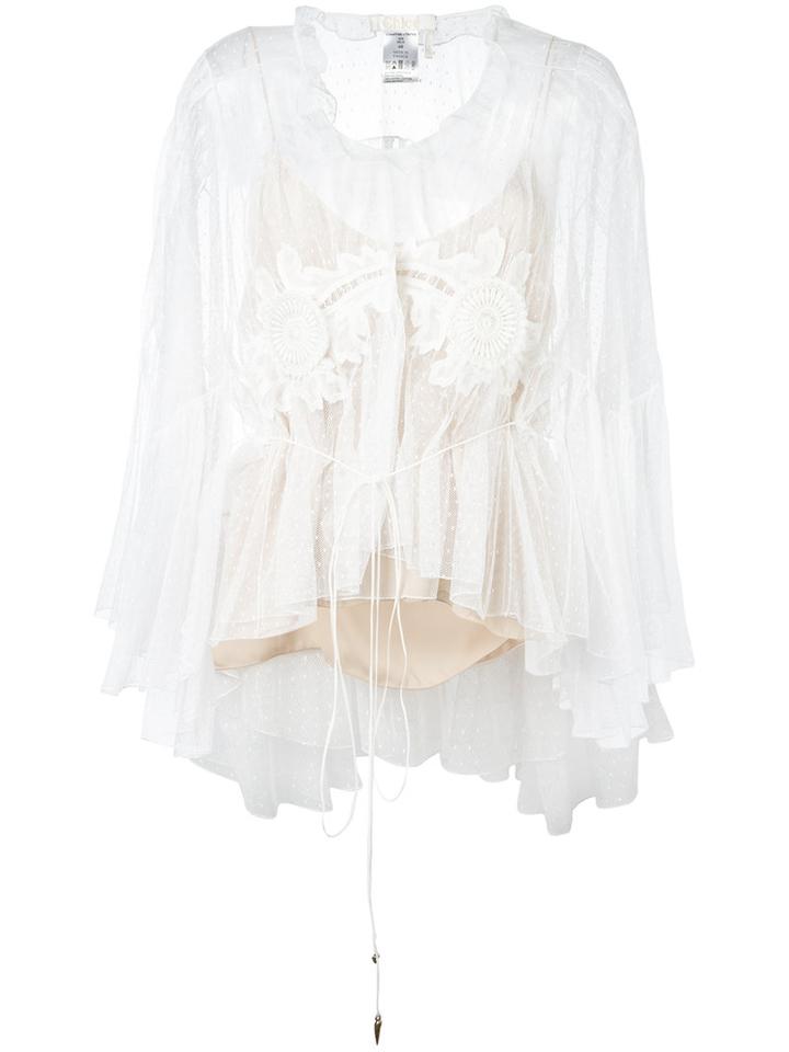Chloé - Embroidered Lace Blouse - Women - Cotton/polyester - 36, White, Cotton/polyester