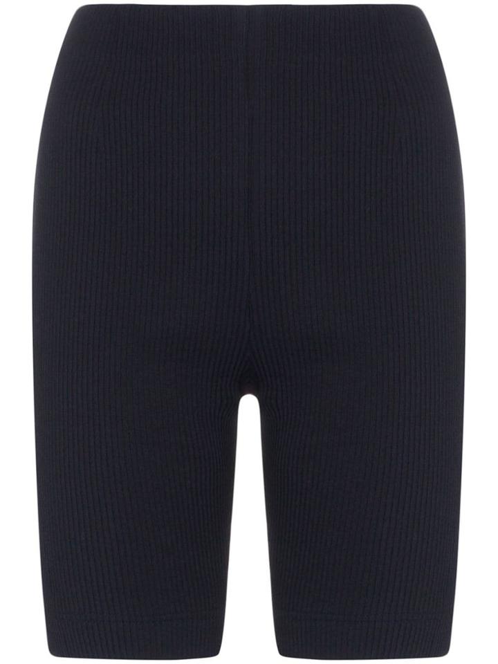 N Duo Ribbed Cotton-blend Pedal Pusher Shorts - Blue