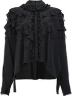Faith Connexion Layered Ruffled Longsleeved Blouse, Women's, Size: Xs, Black, Polyamide/silk