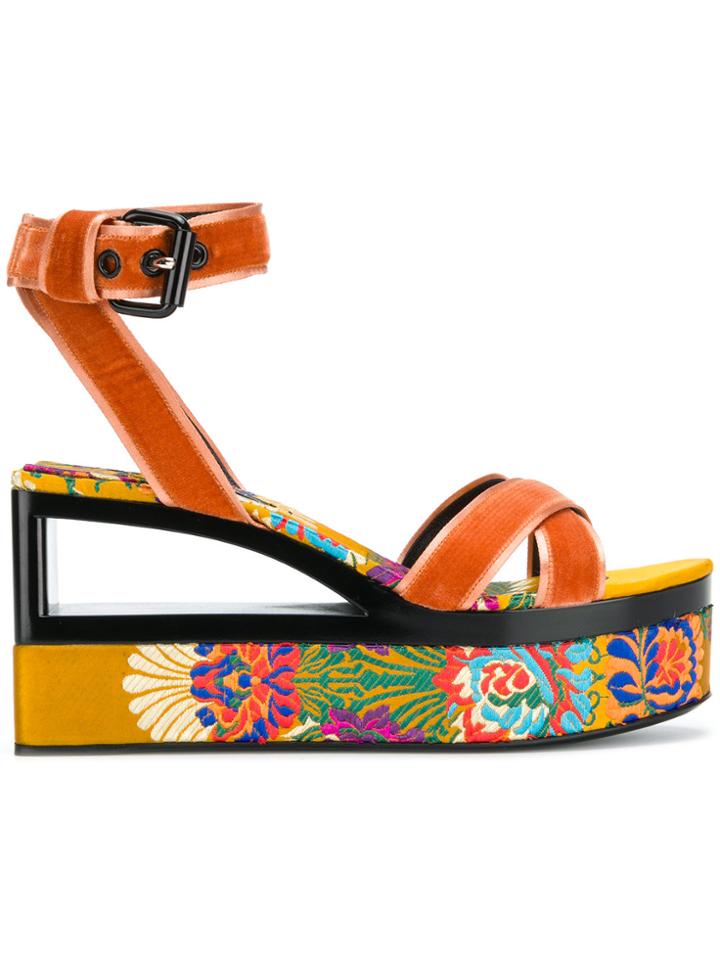 Casadei Velvet Sandals - Yellow & Orange