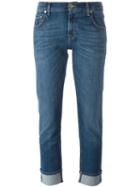 7 For All Mankind Cropped Slim Fit Jeans, Women's, Size: 27, Blue, Cotton/polyester/spandex/elastane