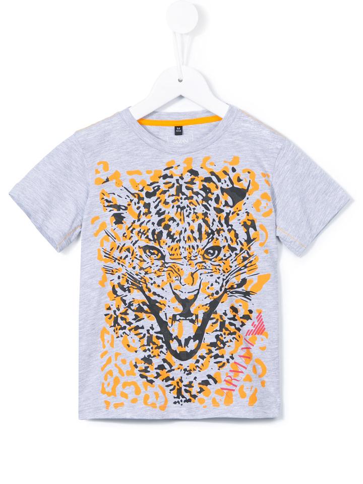 Armani Junior Leopard Print T-shirt, Boy's, Size: 8 Yrs, Grey