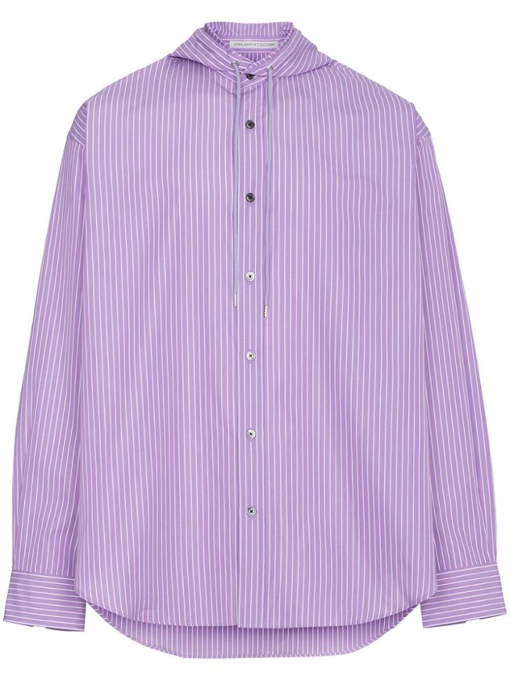 John Lawrence Sullivan Oversized Stripe Hooded Shirt - Pink & Purple