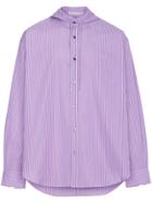 John Lawrence Sullivan Oversized Stripe Hooded Shirt - Pink & Purple