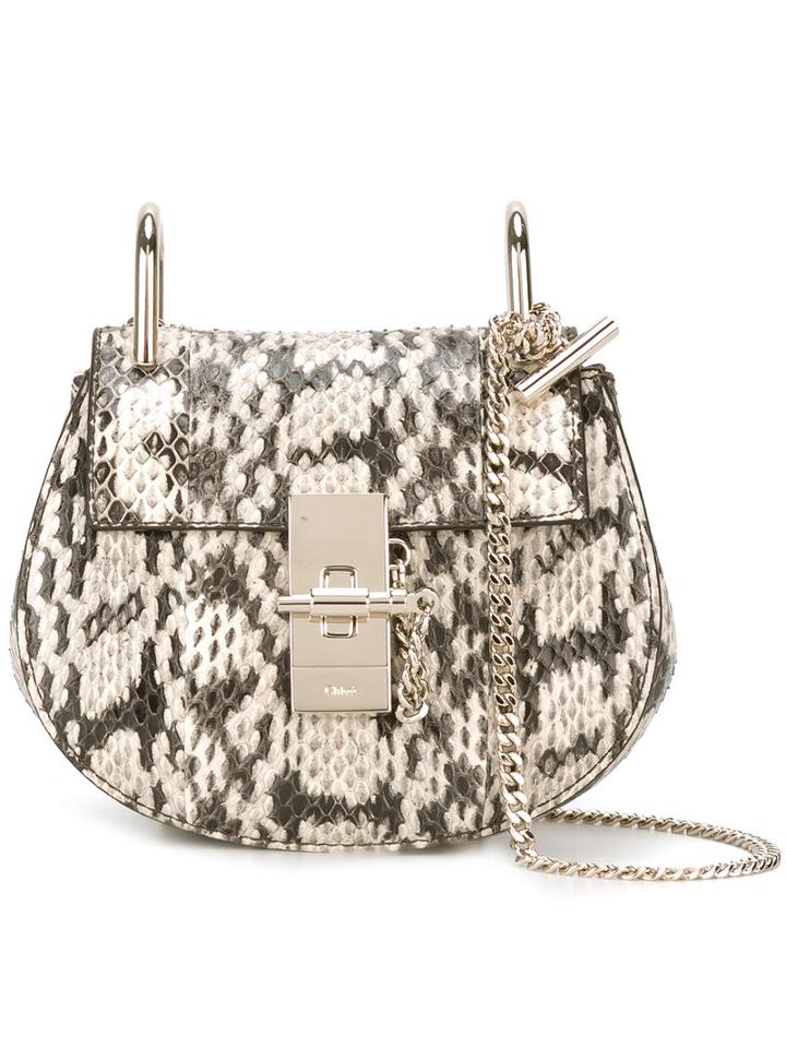 Chloé - Nano Drew Shoulder Bag - Women - Lamb Skin/snake Skin - One Size, Nude/neutrals, Lamb Skin/snake Skin
