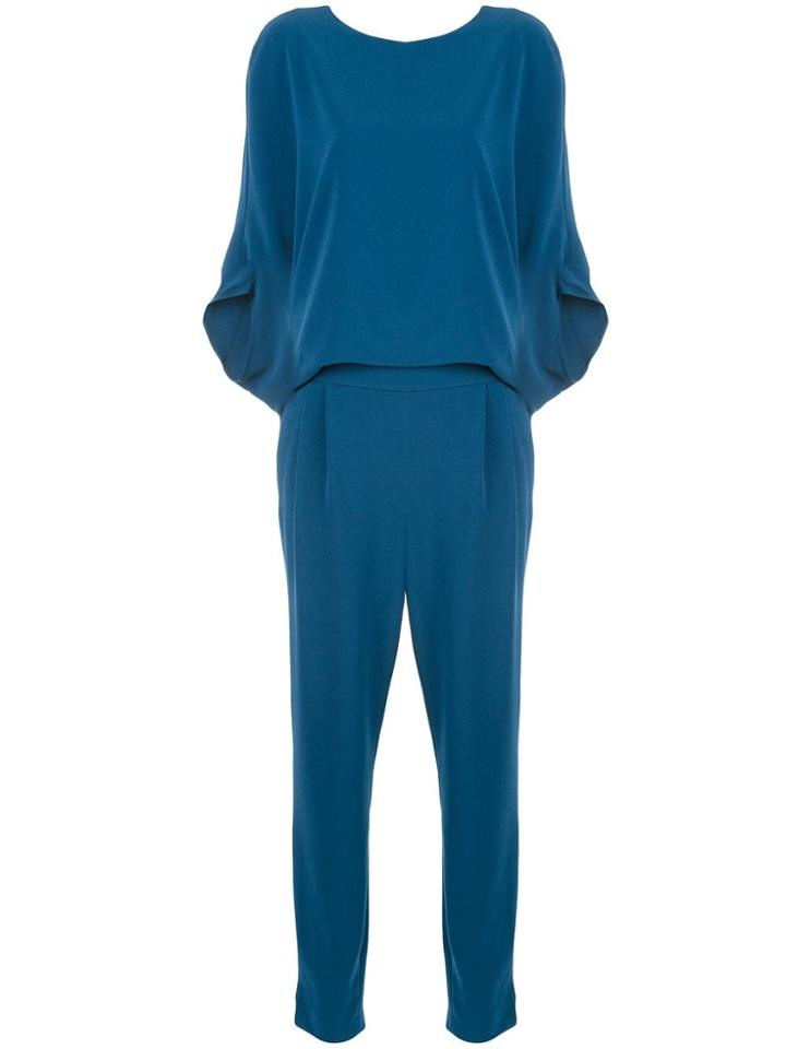 Halston Heritage Dropped Shoulder Jumpsuit - Blue