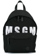 Msgm Logo Print Backpack - Black