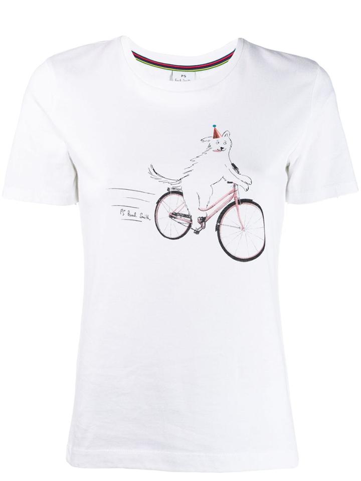 Ps Paul Smith Cycling Dog Print T-shirt - White